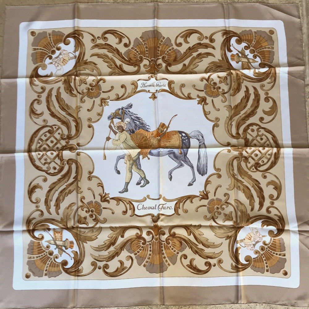 Hermes Scarf - Brown and Beige